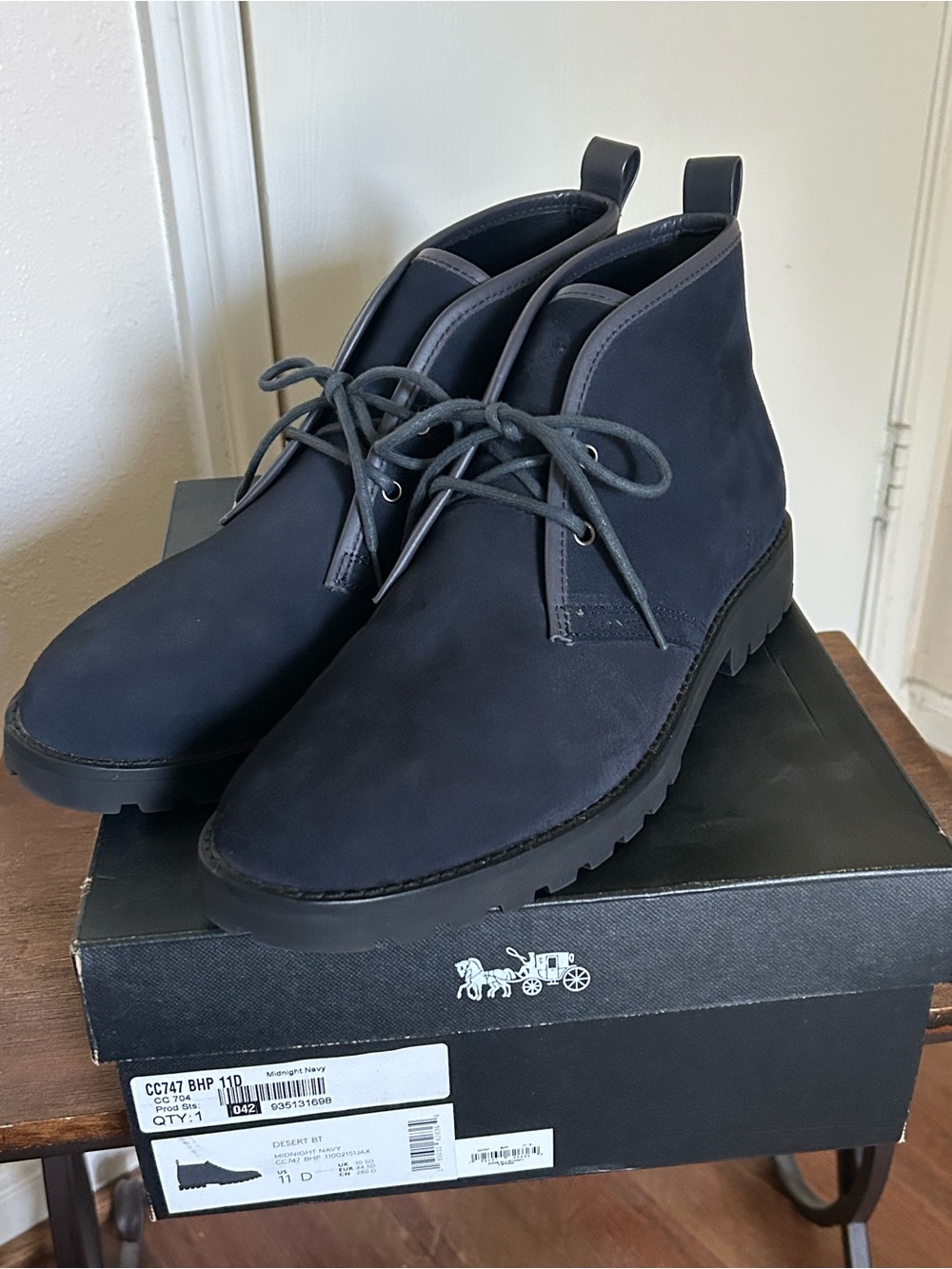 Coach- Men's Navy Suede Boots